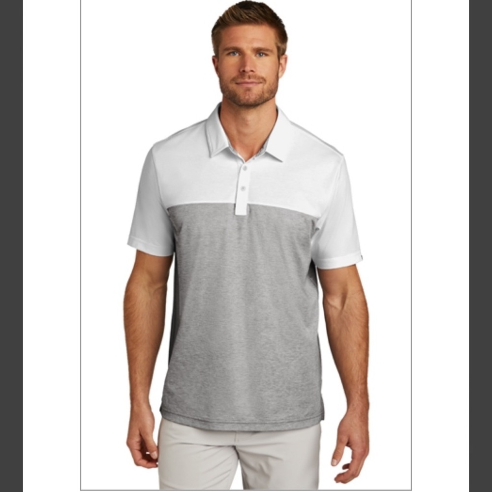 Travis Mathew Blocked Polo Gray Heather White Sz M